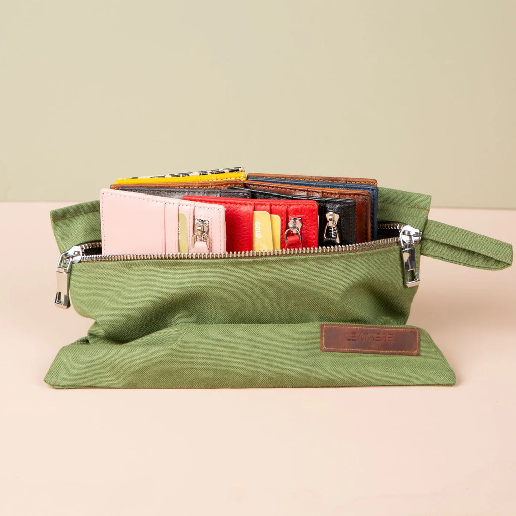 Zippered Genuine Leather Card Holder – Gift Box Edition (10 Colors) -Concord