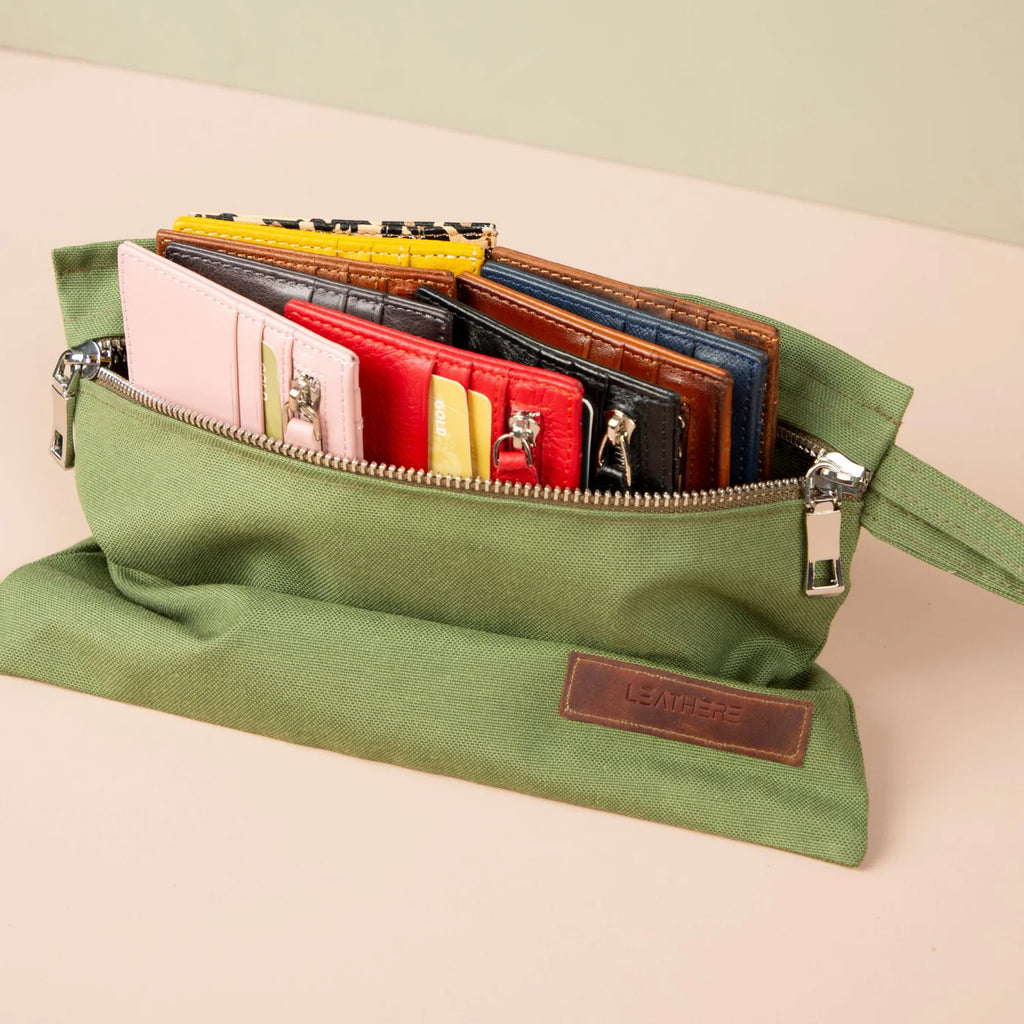 Zippered Genuine Leather Card Holder – Gift Box Edition (10 Colors) -Concord