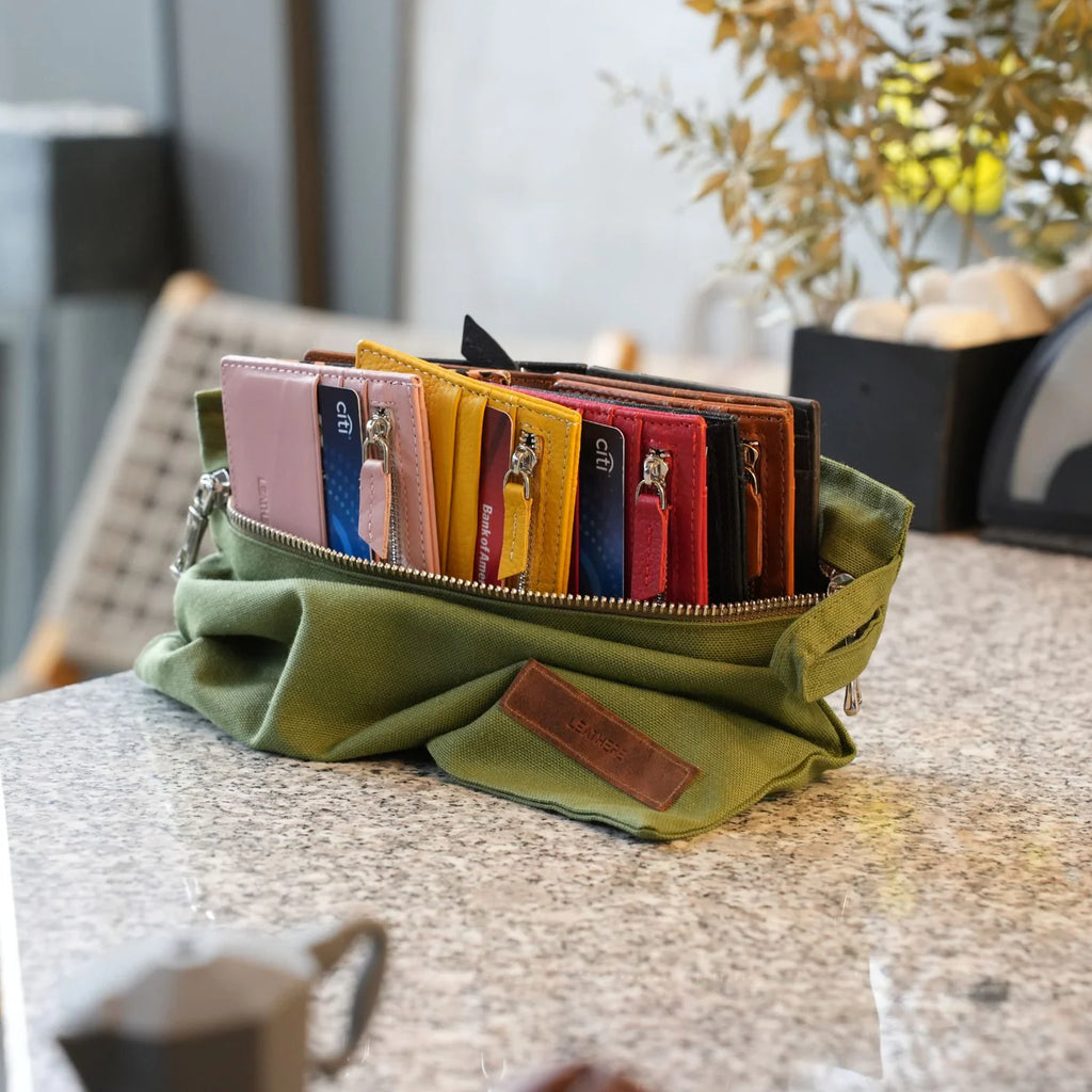 Zippered Genuine Leather Card Holder – Gift Box Edition (10 Colors) -Concord