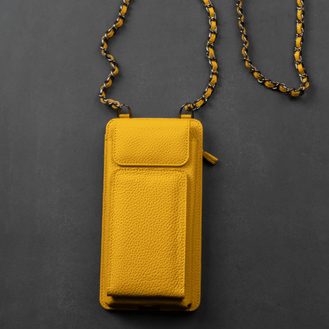 Leather Yellow Crossbody Bag Phone Wallet - Columbus