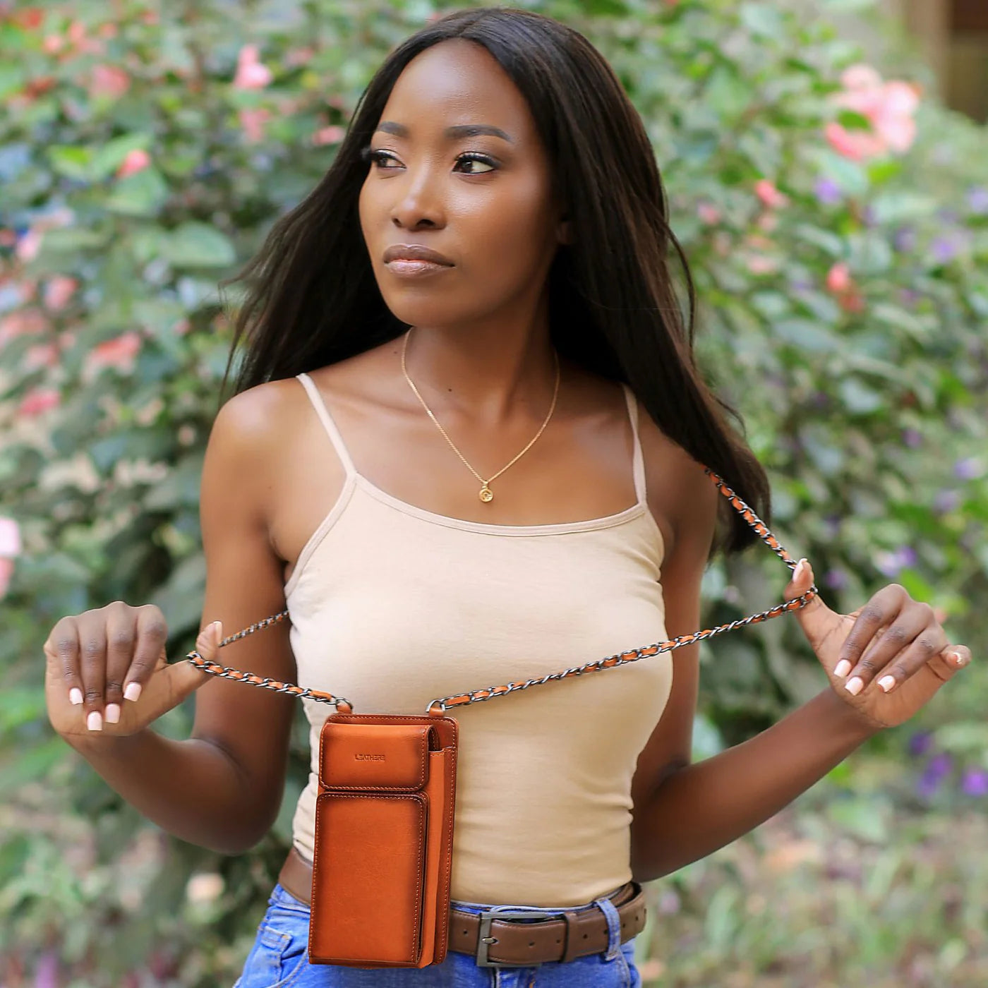 Leather Red Crossbody Bag Phone Wallet - Columbus